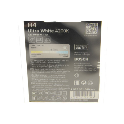 Автолампа H4 12V 60/55W P43t Ultra White 4200K (BL) (замінено на 1 987 301 152) Автолампа H4 12V 60/55W P43t Ultra White 4200K (BL) (замінено на 1 987 301 152)