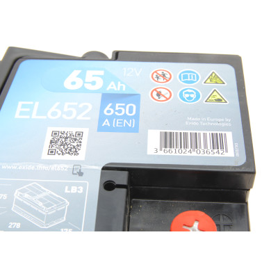 Акумуляторна батарея 65Ah/650A (278x175x175/+R/B13) (Start-Stop EFB)