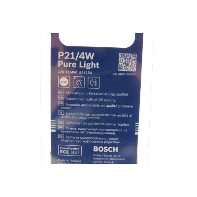 Автолампа P21/4W 12V 21/4W BAZ15d Pure Light