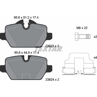 Колодки гальмівні (задні) BMW 3 (E90/E92) 00-13/1 (E81/82/87) 03-13 (TRW) Q+