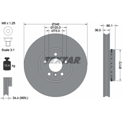Диск гальмівний (передній) BMW 5 (F10/F11)/6 (F12/F13)/7 (F01-F04) 09- (348x36) (L) PRO+