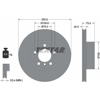 Диск гальмівний (передній) BMW 1(F20/F21) 11-/3 (E90/E91/E92) 07-11 (312x24) PRO+