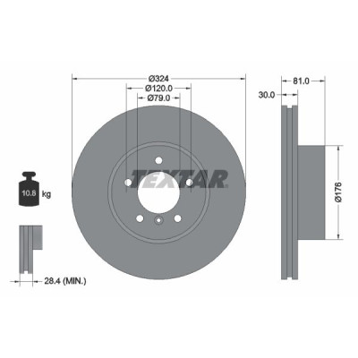 Диск гальмівний (передній) BMW 7 (E65/66/67) 3.0-4.0i 01-09 (324x30) PRO+