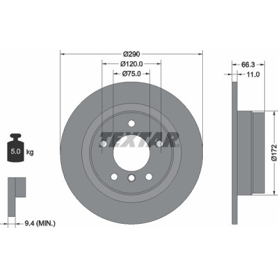 Диск гальмівний (задній) BMW 1 (F20/F21)/ 2 (F22/F23) 11- (290x11) PRO