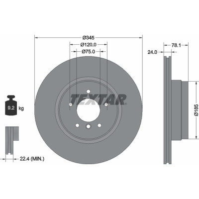Диск гальмівний (задній) BMW X5 (E70/F15/F85)/X6 (E71,E72,F16) 06- (345x24) PRO+