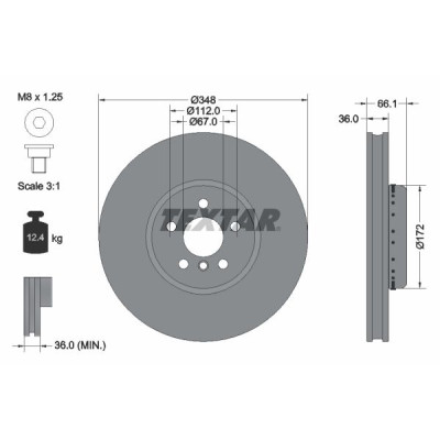 Диск гальмівний (передній) BMW 5 (G30/F90)/7 (G11/G12) 15- (348x36) (R) PRO+