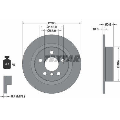 Диск гальмівний (задній) BMW 2 (F44-46)/X1 (F48) /i3 Hybrid 13- (280x10) PRO