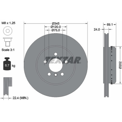 Диск гальмівний (задній) BMW 5 (F10/F11)/6 (F06/F13)/ 7 (F01-04) 09- (345x24) PRO+