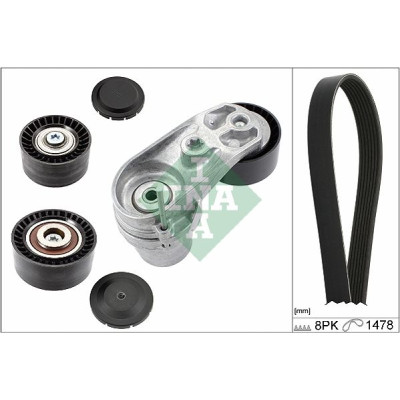 Комплект ременя генератора BMW 5 (F10)/X5 (F15/F85) 3.5i/4.0i 09-, (8PK 1478), N55B30