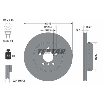 Диск гальмівний (задній) BMW 3 (F30/F80/F34)/4 (F36/F33/F83) 11-(345x24) PRO+
