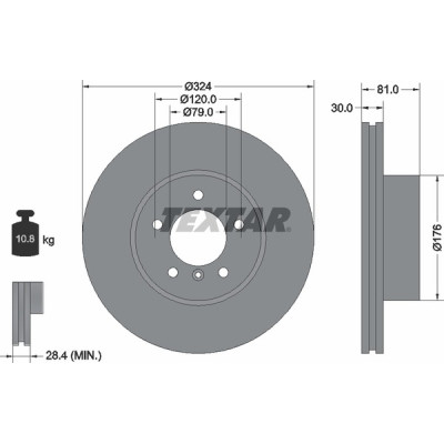 Диск гальмівний (передній) BMW 7 (E65/66/67) 3.0-4.0i 01-09 (324x30) PRO+