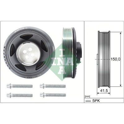 Шків колінвалу BMW 1 (F20/F21)/X1 (F48) 14- (150x41.5) (5PK) (з болтом), B37 D15 A