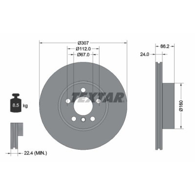 Диск гальмівний (передній) BMW 2 (G42)/3 (G20/G80)/4 (G26/G23/G83) 20- (307x24) PRO+