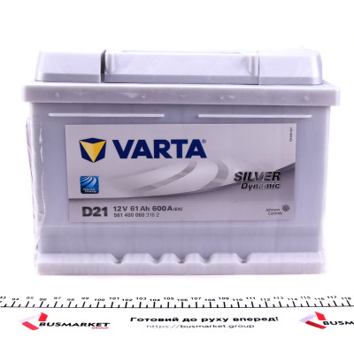Акумуляторна батарея 61Ah/600A (242x175x175/+R/B13) Silver Dynamic D21