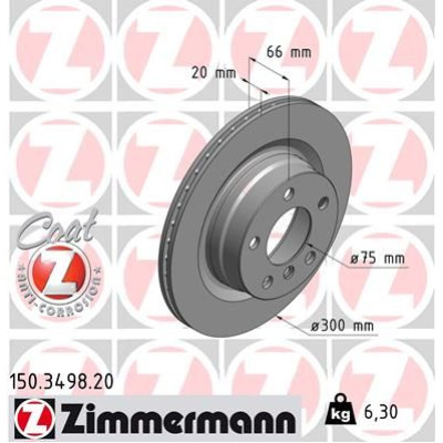Диск гальмівний (задній) BMW 1 (F20/F21)/ 3 (F30/F31)/ 4 (F32/F36) 11- (300x20) (з покриттям) (вент.)