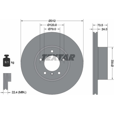 Диск гальмівний (передній) BMW 3 (E90/E91/E92) /X1 (E84) 11- (312x24) PRO+