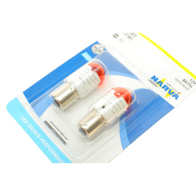 Автолампа P21W 12V BA15s (LED) (червона) (к-кт 2шт.)