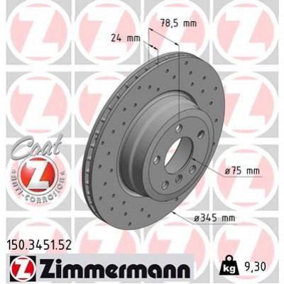 Диск гальмівний (задній) BMW X5 (E70/F15/F85)/X6 (E71/E72/F16) 06- (345x24) (з покр)(з отворами(вент) Диск гальмівний (задній) BMW X5 (E70/F15/F85)/X6 (E71/E72/F16) 06- (345x24) (з покр)(з отворами(вент)